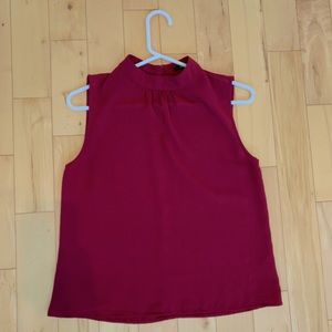 Mock Neck Burgundy Blouse